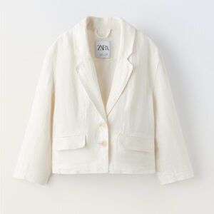 Zara Kids Off-White Linen Blazer Size 11-12